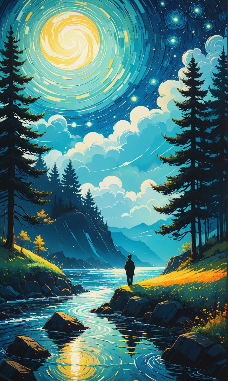 01225-2183315371-Art by James R. Eads, Swirling and flowing lines define the vivid landscapes and sky, drawing inspiration from Van Gogh's Starry.png